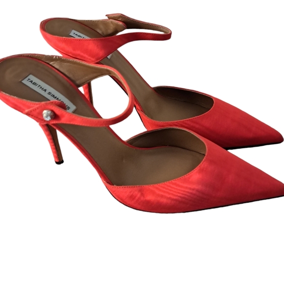 Tabitha Simmons Shoes - TABITHA SIMMONS ALLIE RED MOIRE HIGH MULE HEELS 38.5/US 7.5/8. NEW